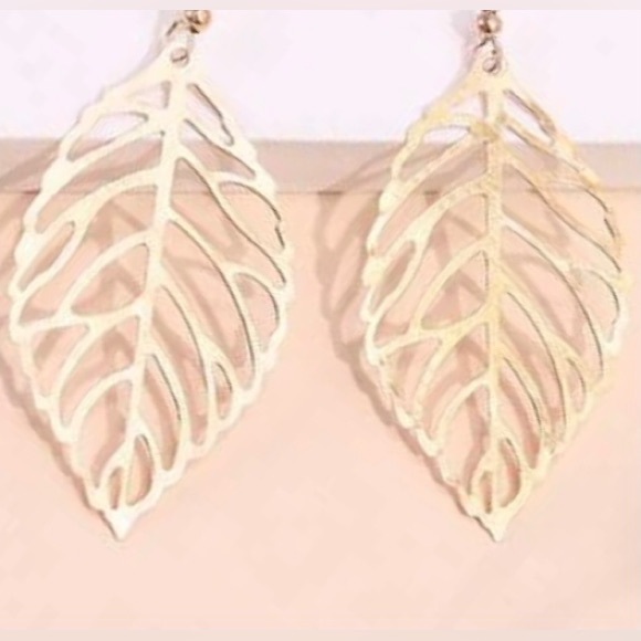 “Autumn” Fall Gold Lasercut Cut-out Hollow Leaf Leaves Nature Boho Hippie Dangle - Picture 7 of 16